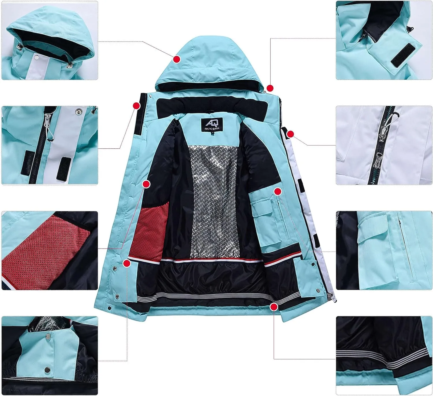 RIUIYELE Women's Ski Jackets and Pants Set Waterproof Insulated Snowsuit Winter Warm Skisuit Fashion Snowboarding Snow Coat
