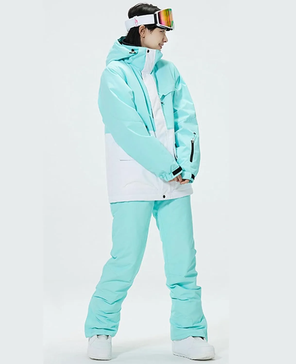 RIUIYELE Women's Ski Jackets and Pants Set Waterproof Insulated Snowsuit Winter Warm Skisuit Fashion Snowboarding Snow Coat