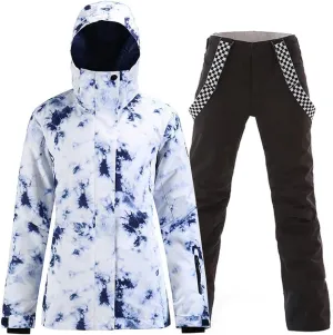 RIUIYELE Women's Ski Suit Windproof Waterproof Snowboard Colorful Printed Ski Jacket and Pants Set