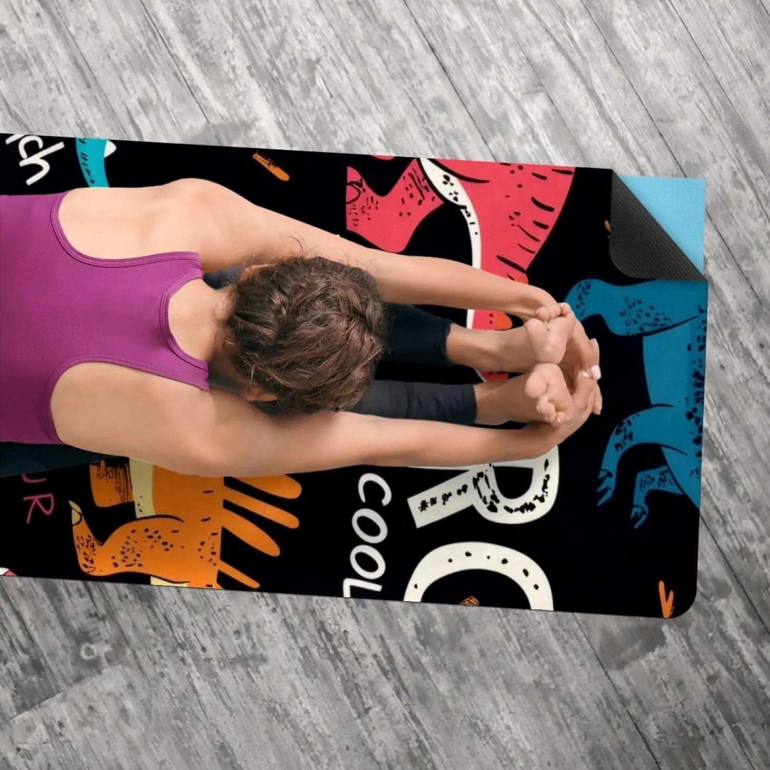 Roar Dinosaur Yoga Towel with Travel Bag for Sweat, Suede Absorbent Quick-Dry Yoga Blankets,Non Slip Rubber Hot Yoga Mat Towel for Fitness,Pilates and Workout 72.8''x26.8''