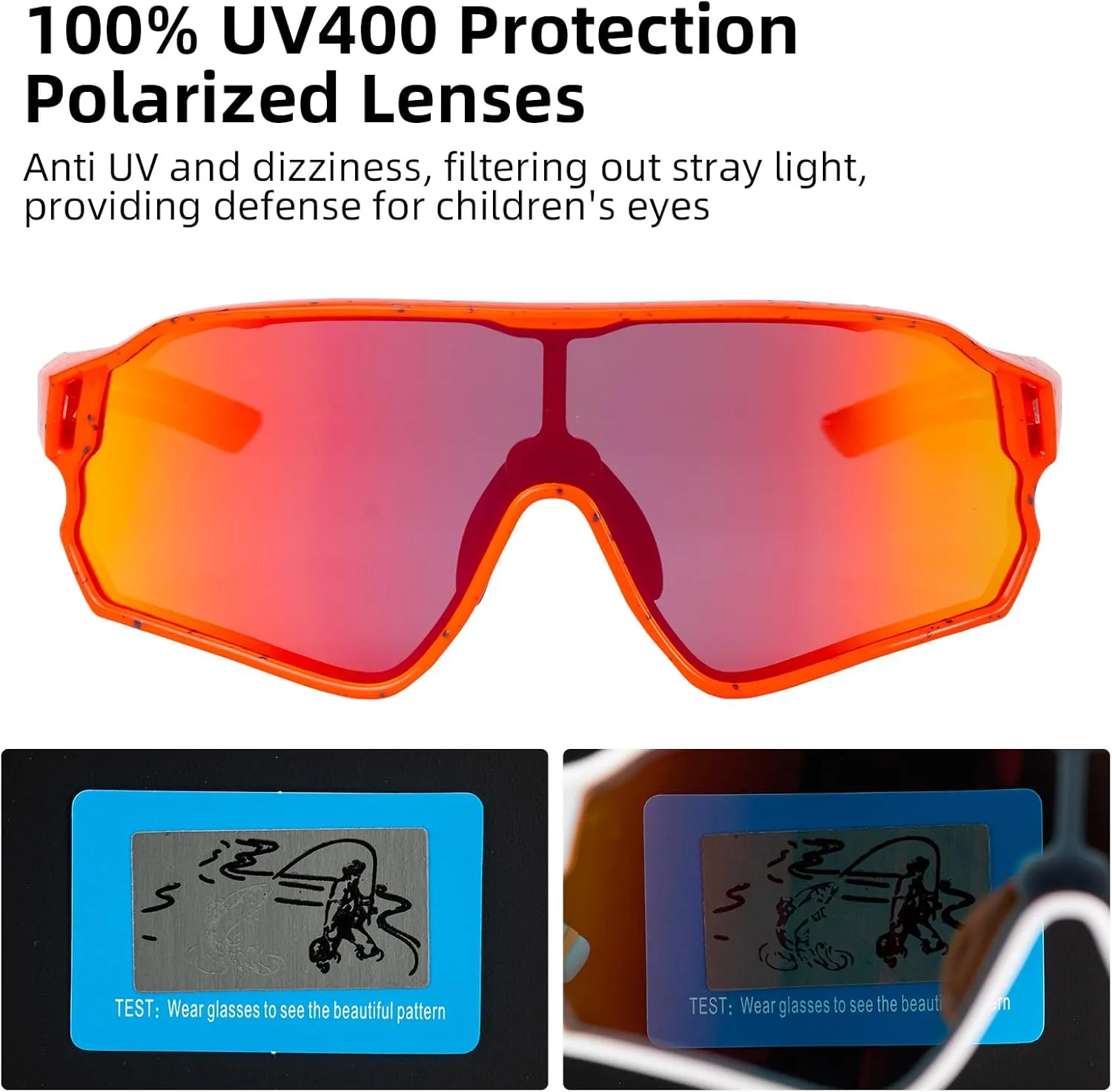 ROCKBROS Kids Polarized Sunglasses Cycling Glasses Sport Sunglasses UV400 Protection for Youth Boys Girls Age 8-14