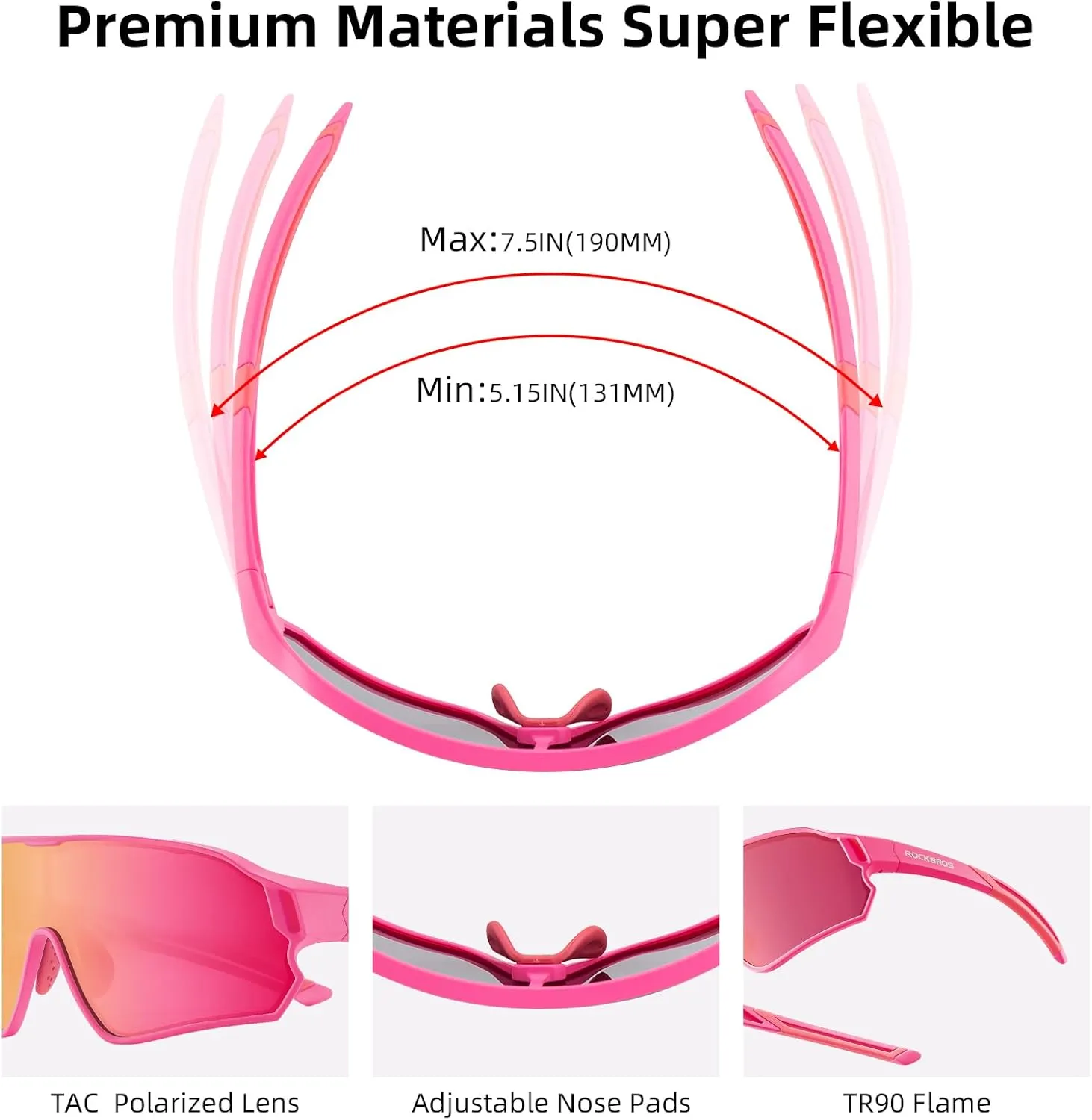 ROCKBROS Kids Polarized Sunglasses Cycling Glasses Sport Sunglasses UV400 Protection for Youth Boys Girls Age 8-14