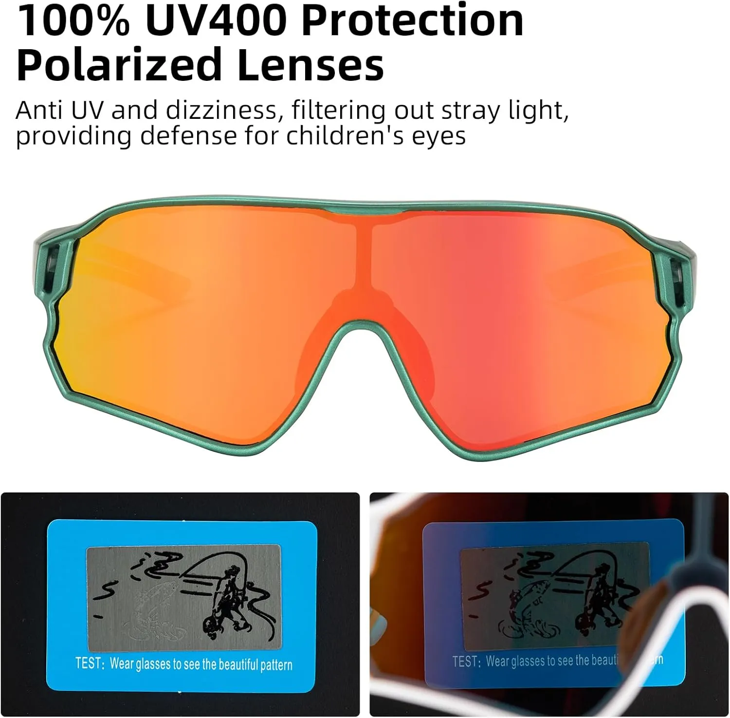 ROCKBROS Kids Polarized Sunglasses Cycling Glasses Sport Sunglasses UV400 Protection for Youth Boys Girls Age 8-14