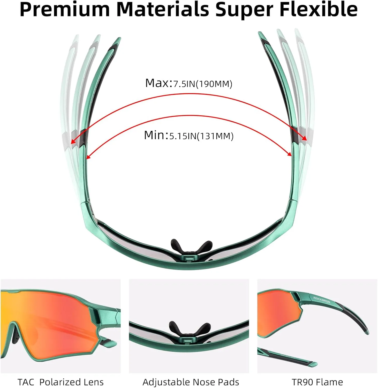 ROCKBROS Kids Polarized Sunglasses Cycling Glasses Sport Sunglasses UV400 Protection for Youth Boys Girls Age 8-14