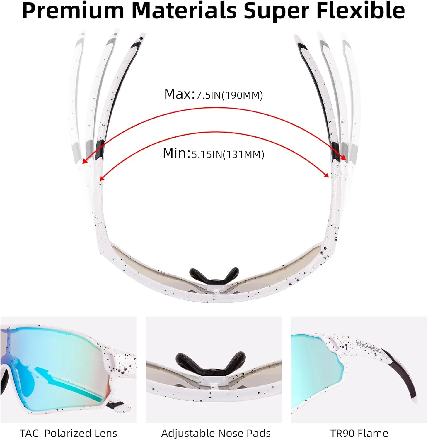 ROCKBROS Kids Polarized Sunglasses Cycling Glasses Sport Sunglasses UV400 Protection for Youth Boys Girls Age 8-14