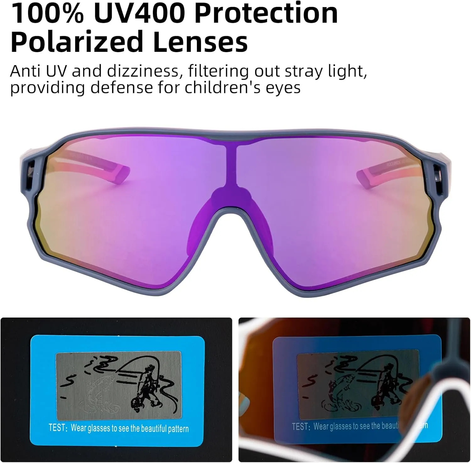 ROCKBROS Kids Polarized Sunglasses Cycling Glasses Sport Sunglasses UV400 Protection for Youth Boys Girls Age 8-14