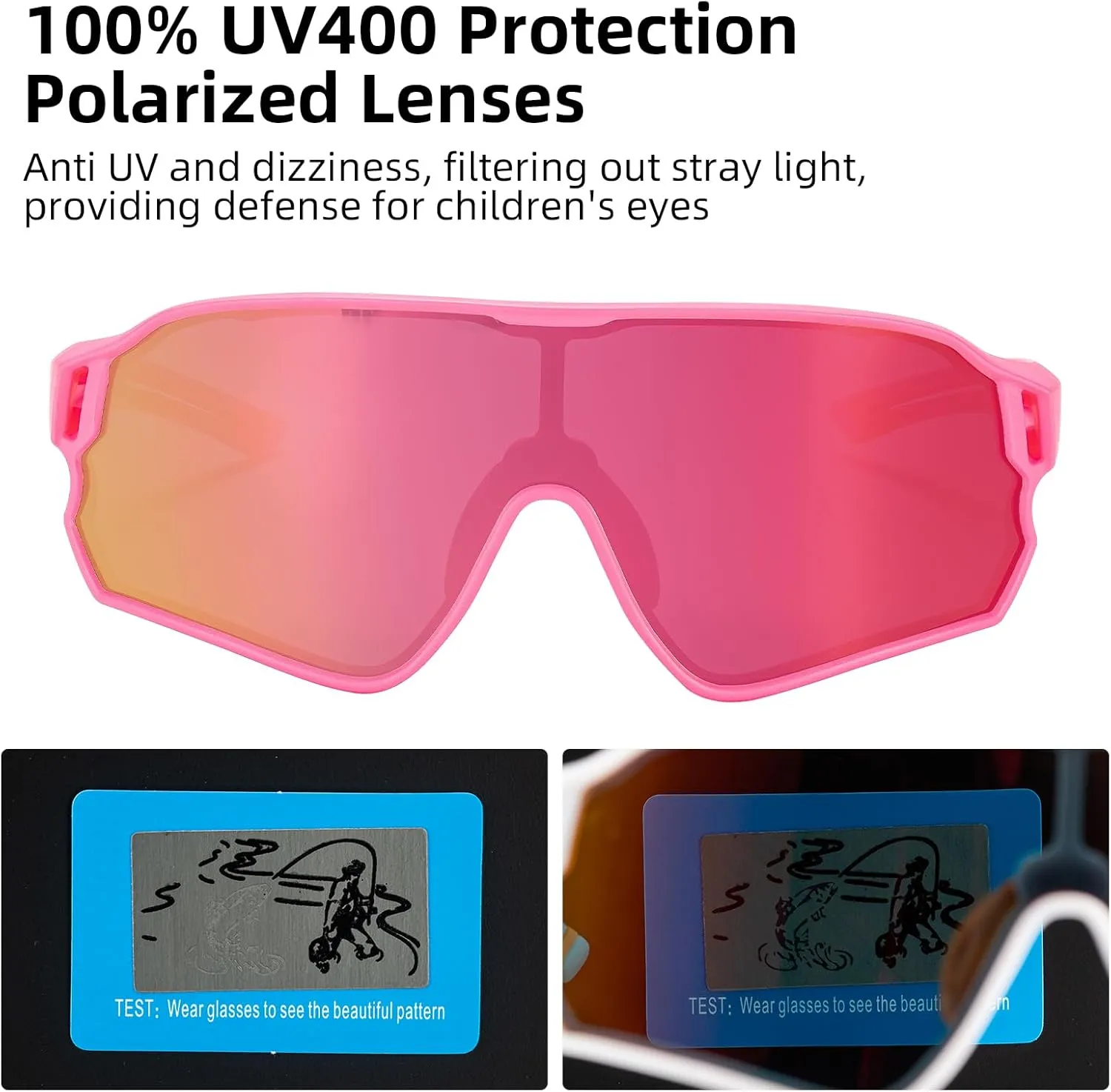 ROCKBROS Kids Polarized Sunglasses Cycling Glasses Sport Sunglasses UV400 Protection for Youth Boys Girls Age 8-14