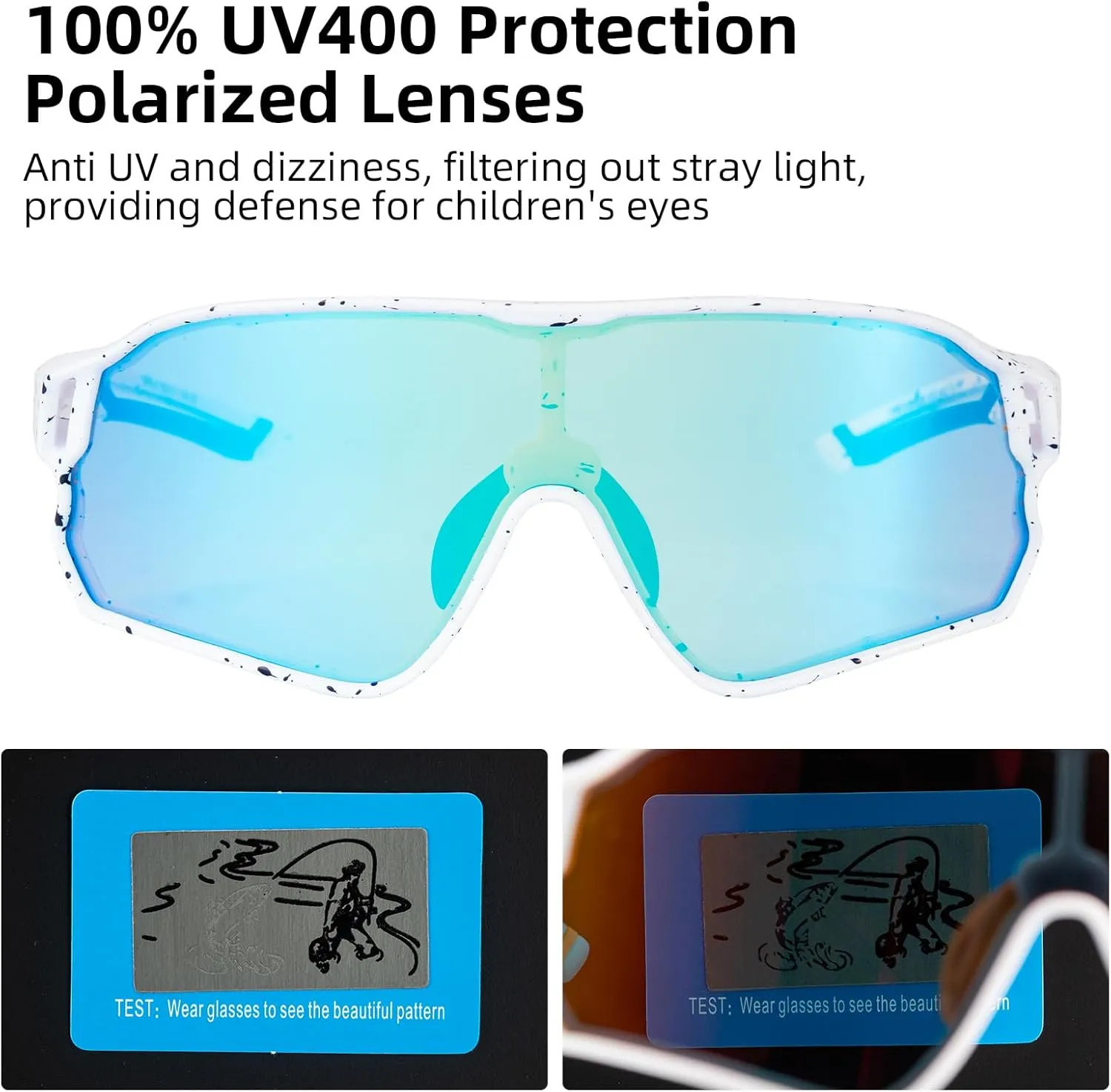 ROCKBROS Kids Polarized Sunglasses Cycling Glasses Sport Sunglasses UV400 Protection for Youth Boys Girls Age 8-14
