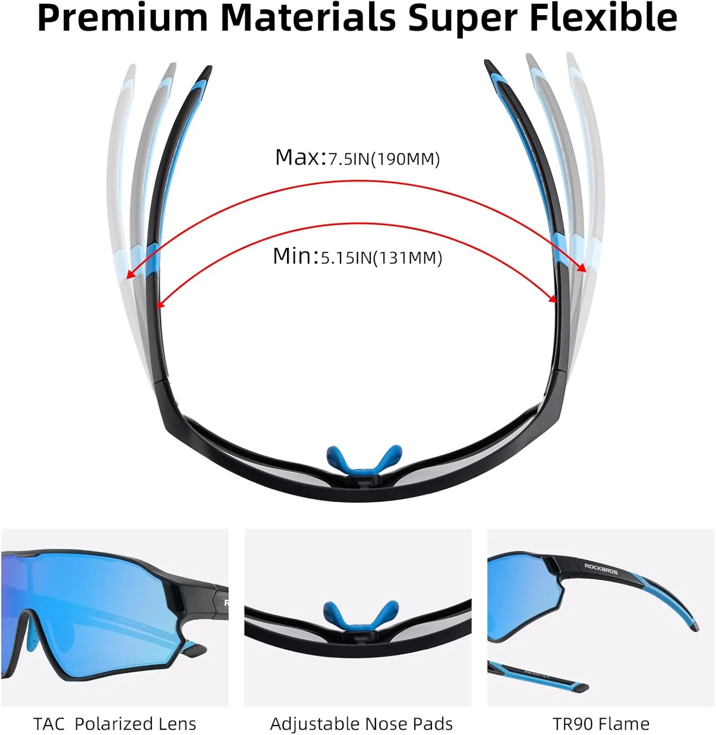 ROCKBROS Kids Polarized Sunglasses Cycling Glasses Sport Sunglasses UV400 Protection for Youth Boys Girls Age 8-14