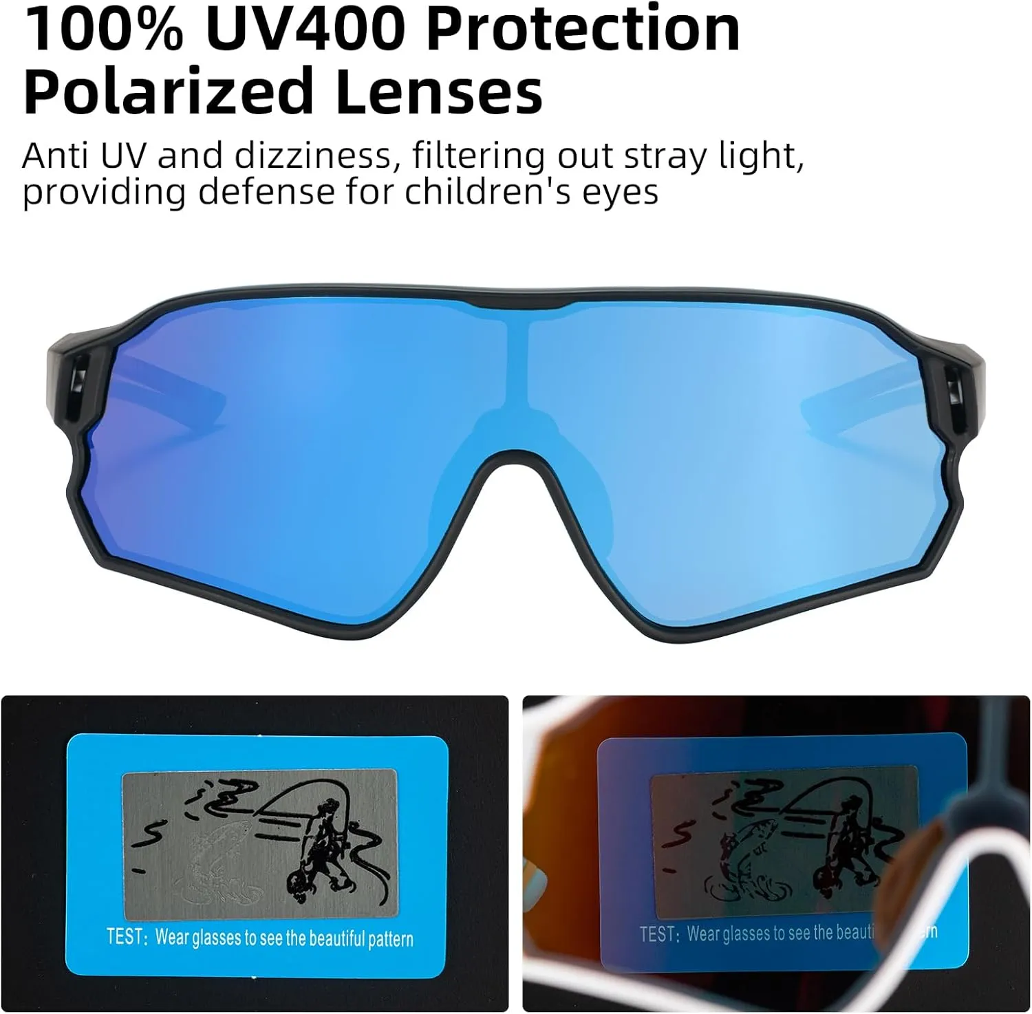ROCKBROS Kids Polarized Sunglasses Cycling Glasses Sport Sunglasses UV400 Protection for Youth Boys Girls Age 8-14