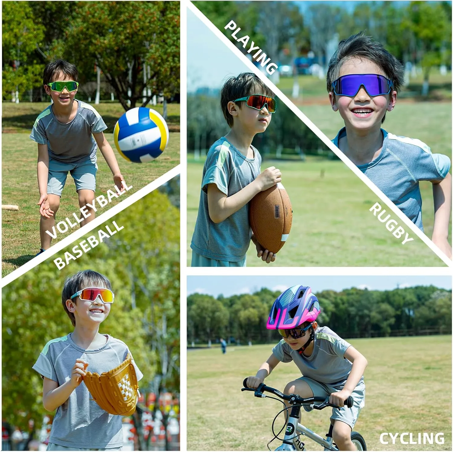 ROCKBROS Kids Polarized Sunglasses Cycling Glasses Sport Sunglasses UV400 Protection for Youth Boys Girls Age 8-14