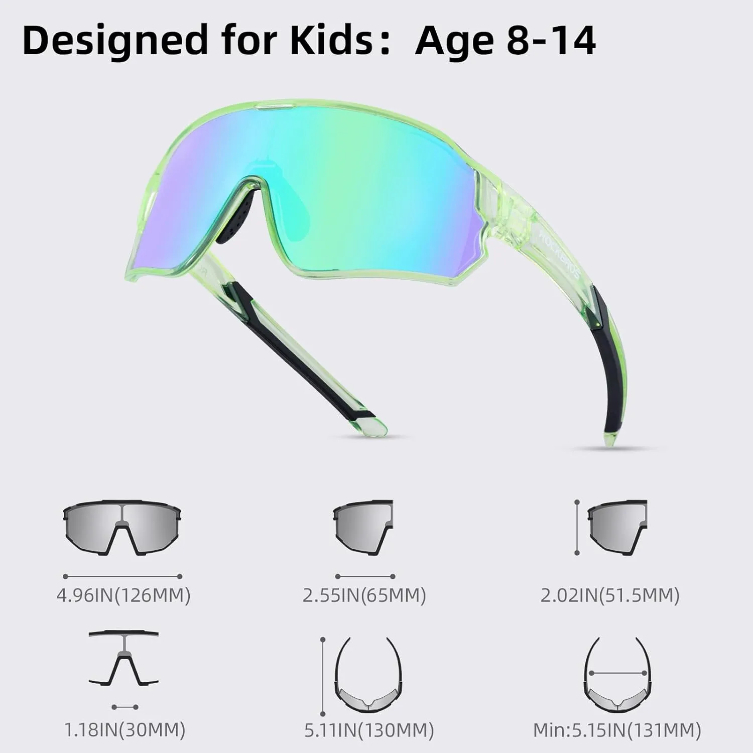 ROCKBROS Kids Polarized Sunglasses Cycling Glasses Sport Sunglasses UV400 Protection for Youth Boys Girls Age 8-14