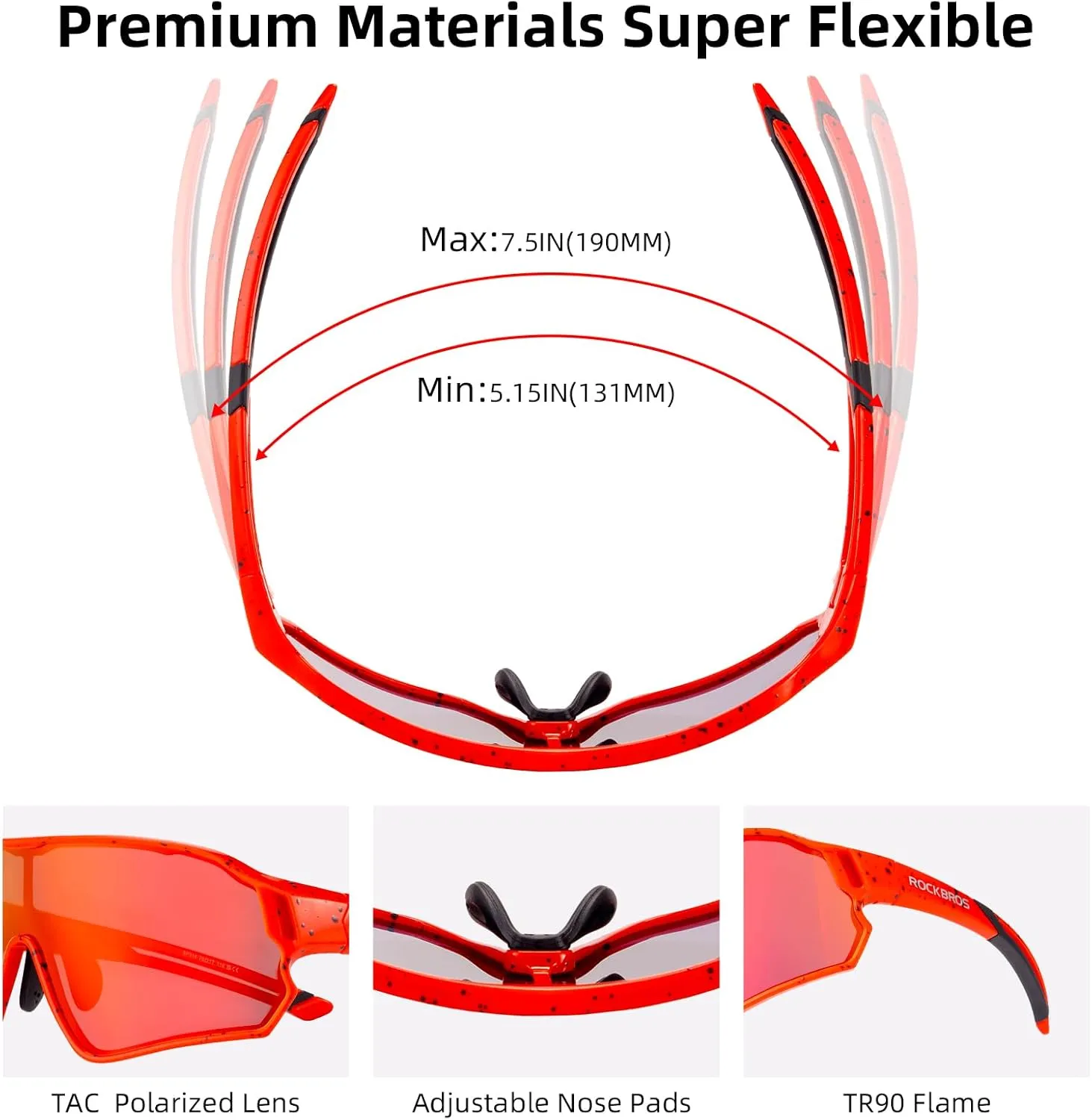 ROCKBROS Kids Polarized Sunglasses Cycling Glasses Sport Sunglasses UV400 Protection for Youth Boys Girls Age 8-14