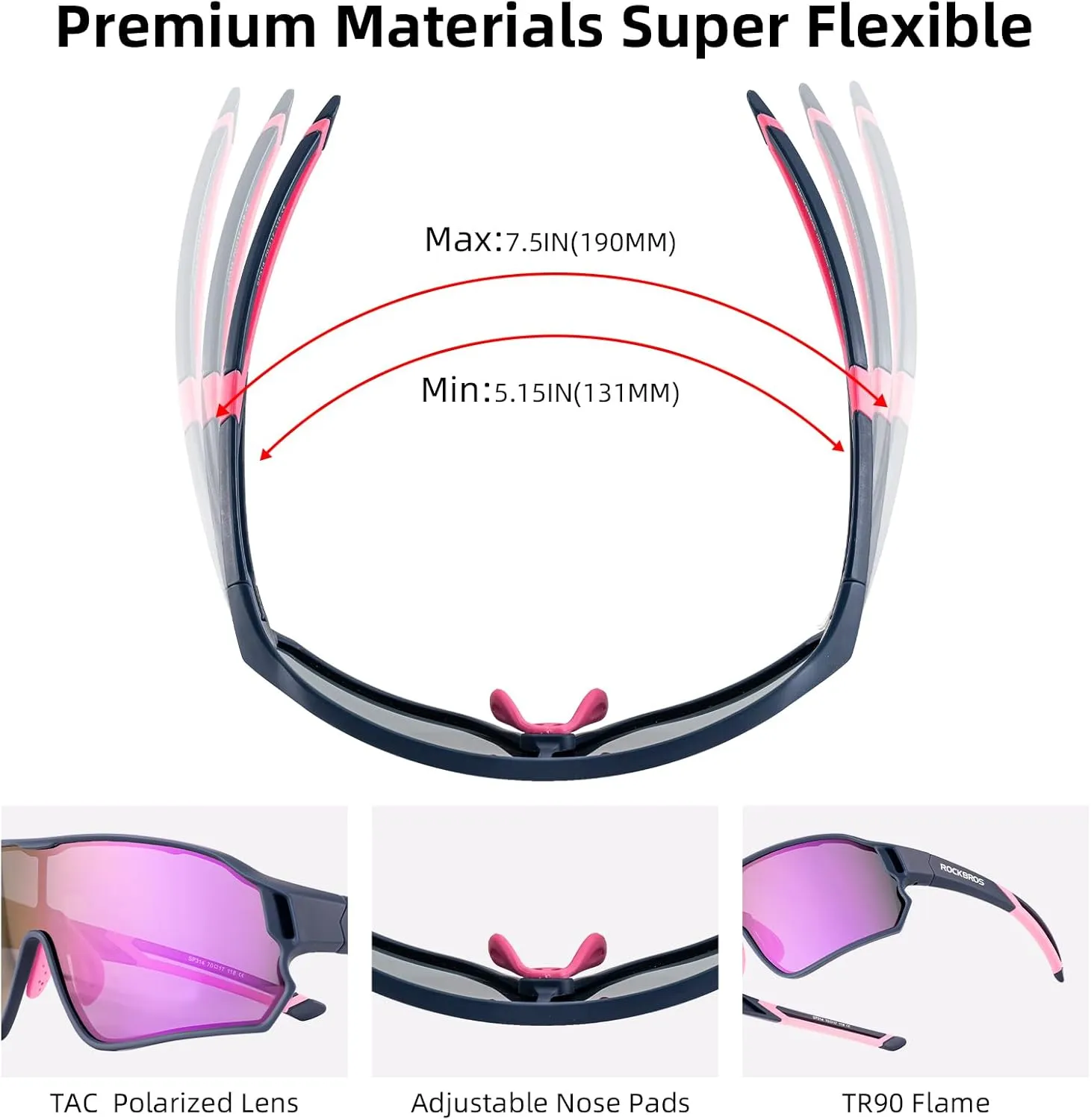 ROCKBROS Kids Polarized Sunglasses Cycling Glasses Sport Sunglasses UV400 Protection for Youth Boys Girls Age 8-14