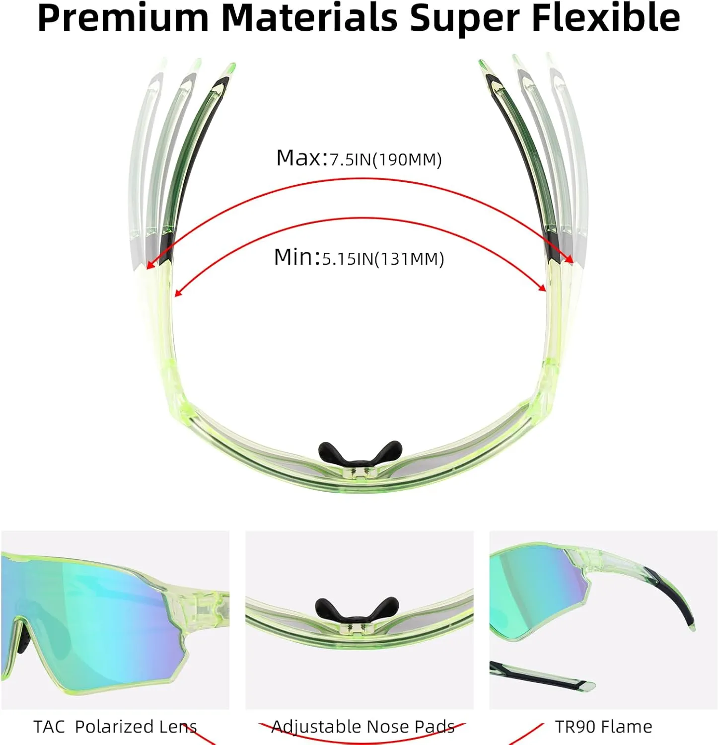 ROCKBROS Kids Polarized Sunglasses Cycling Glasses Sport Sunglasses UV400 Protection for Youth Boys Girls Age 8-14