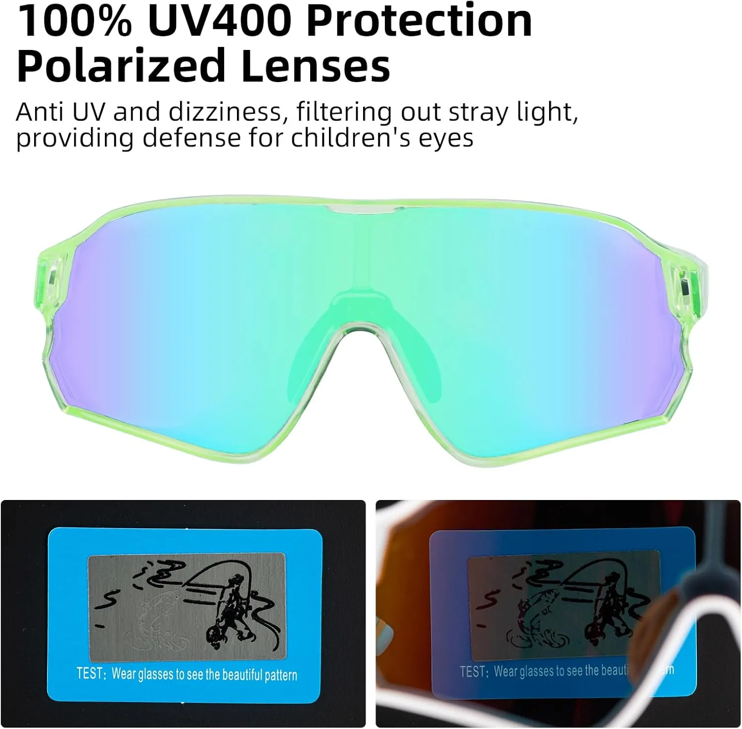 ROCKBROS Kids Polarized Sunglasses Cycling Glasses Sport Sunglasses UV400 Protection for Youth Boys Girls Age 8-14