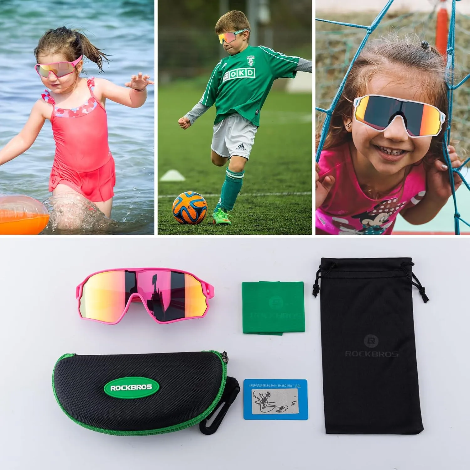 ROCKBROS Kids Polarized Sunglasses Cycling Glasses Sport Sunglasses UV400 Protection for Youth Boys Girls Age 8-14
