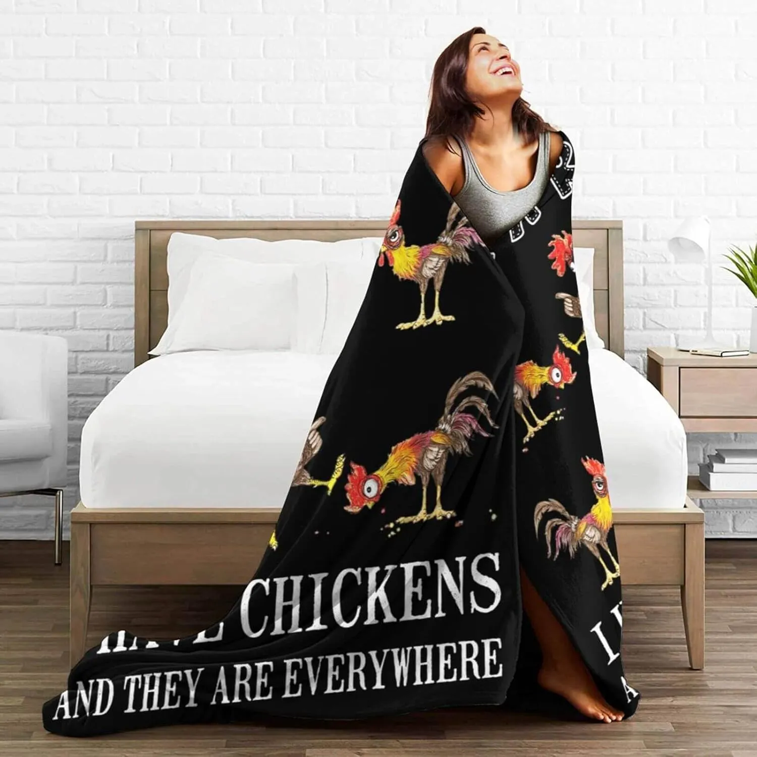 Rooster Chicken Blanket for Boys Girls, Cute Cock Chickens Themed Design Printed Throw Blankets for Kids Lap, Chair Sofa, Warm Soft Cozy Blanket, 40"x 50"