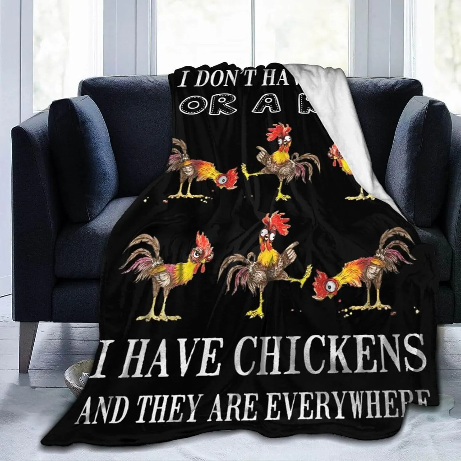 Rooster Chicken Blanket for Boys Girls, Cute Cock Chickens Themed Design Printed Throw Blankets for Kids Lap, Chair Sofa, Warm Soft Cozy Blanket, 40"x 50"