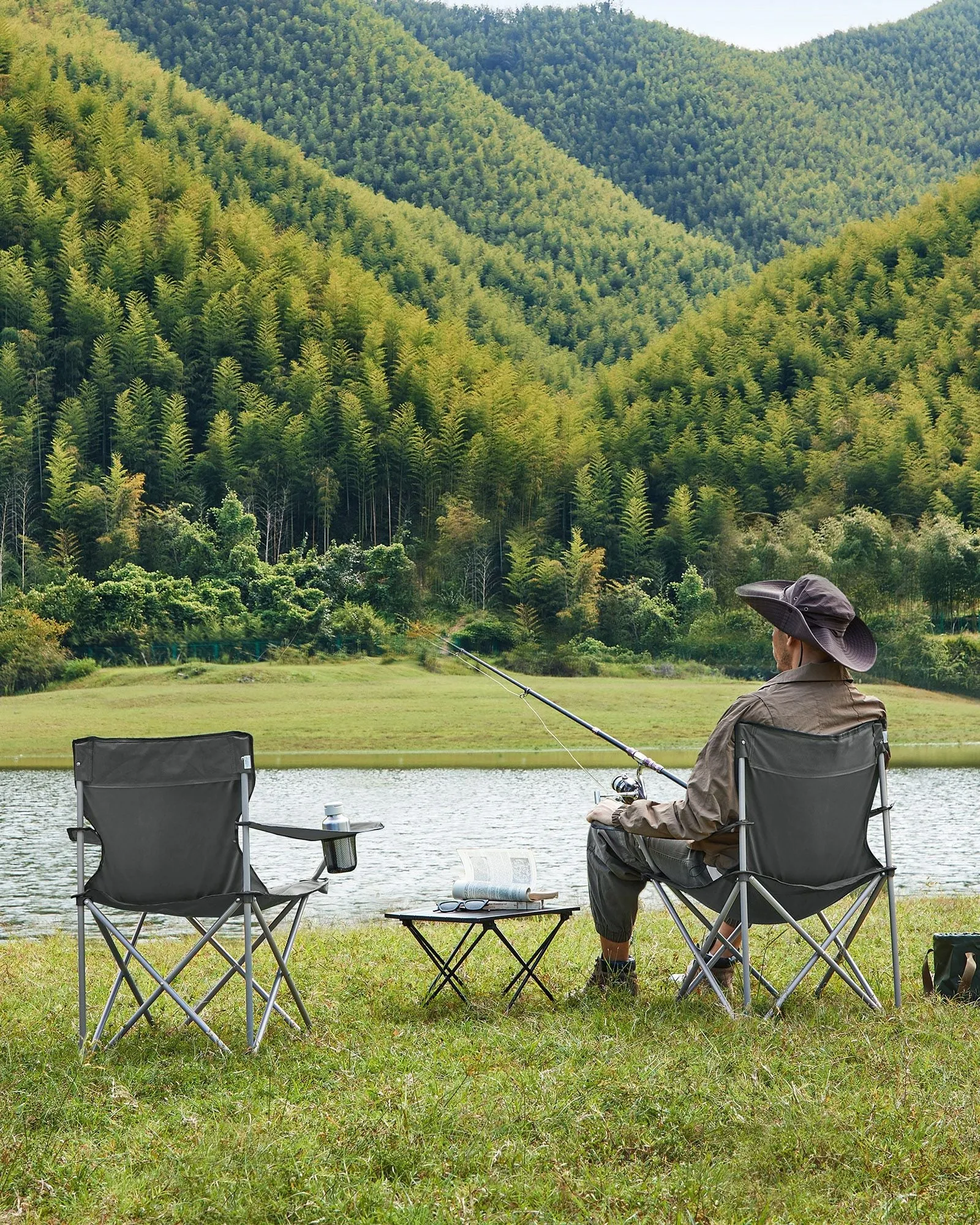 Rootz Gray Steel Camping Chairs - Portable Chairs - Foldable Seats - Oxford Cloth - Lightweight - Compact - 52cm x 84cm x 81cm