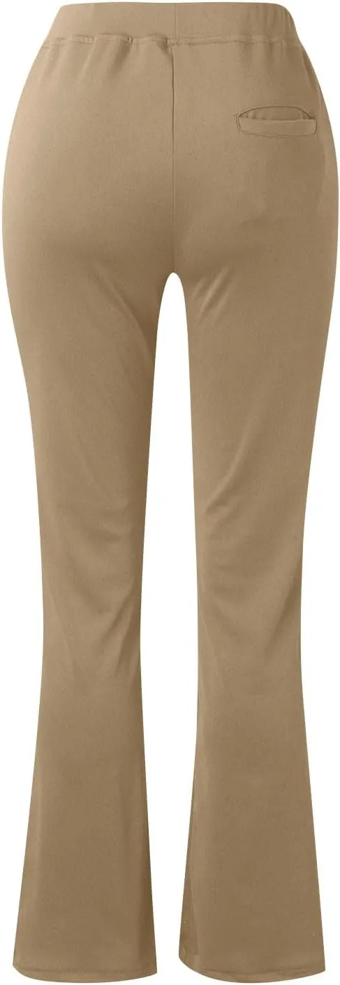 Ruziyoog Women's Fleece Lined Pants Flare Yoga Pants for Women Thermal Warm Bootcut Leggings Hiking Yoga Pants for Winter