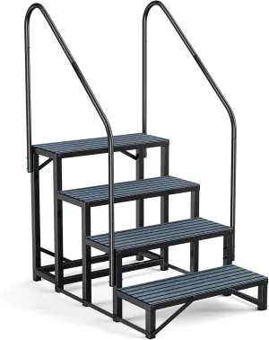 RV Steps Spa Steps with Handrail - Hot Tub Steps Trailer Steps Mobile Home Stairs for 5th Wheel RV, Trailer, Hot Tub, Pool, Porch with Non-Slip Mats