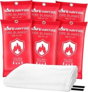 Safewayfire Emergency Fire Blanket - 6 Pack, 47'' x 47'' Fire Suppression Blanket for Kitchen, Fireproof Fiberglass Blanket for Home Safety, Swift Safe Fiberglass Fire Blankets
