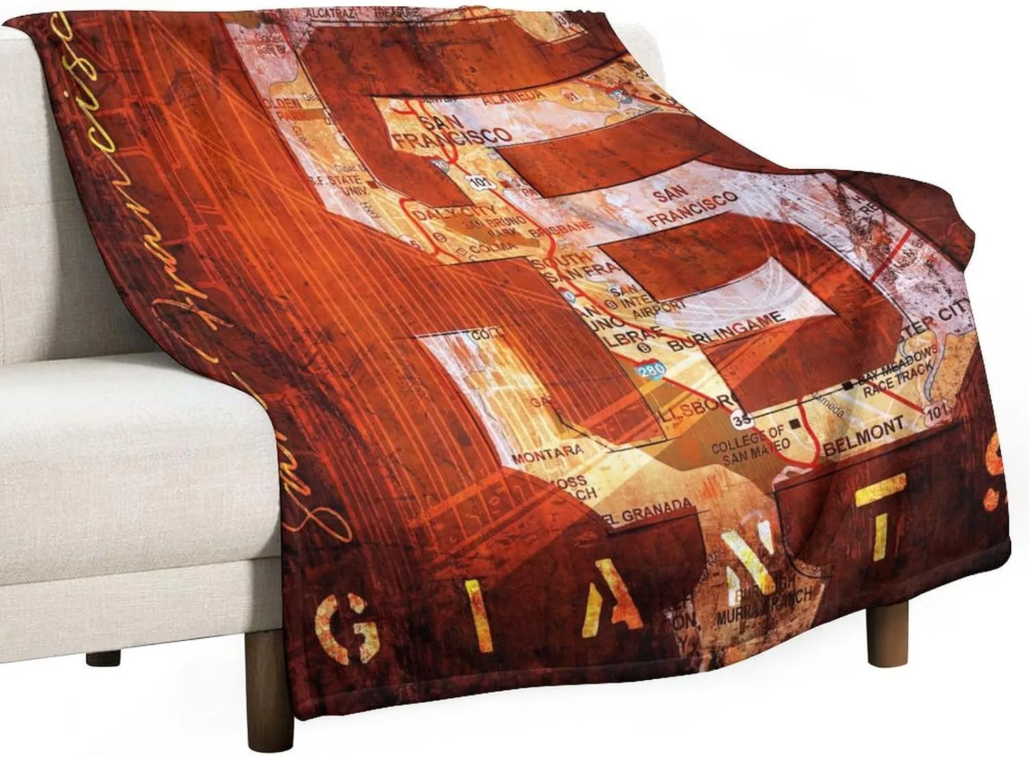San Francisco City Baseball Blanket Soft Flannel Lightweight Outdoor Travel Blanket Living Room Bedroom Sofa Decoration Baseball Fan Gift 50x60 Inch