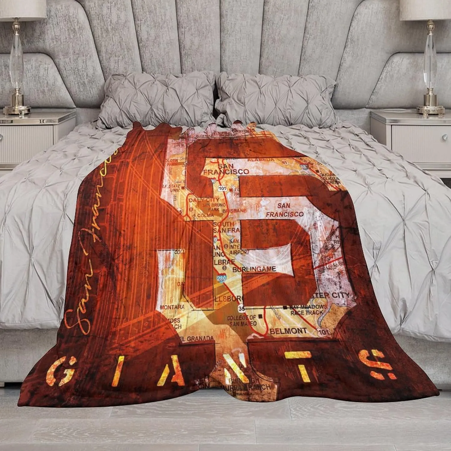 San Francisco City Baseball Blanket Soft Flannel Lightweight Outdoor Travel Blanket Living Room Bedroom Sofa Decoration Baseball Fan Gift 50x60 Inch