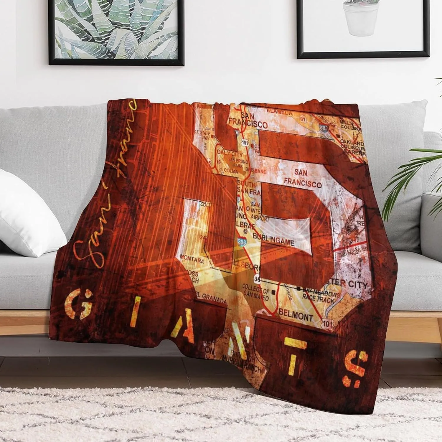 San Francisco City Baseball Blanket Soft Flannel Lightweight Outdoor Travel Blanket Living Room Bedroom Sofa Decoration Baseball Fan Gift 50x60 Inch