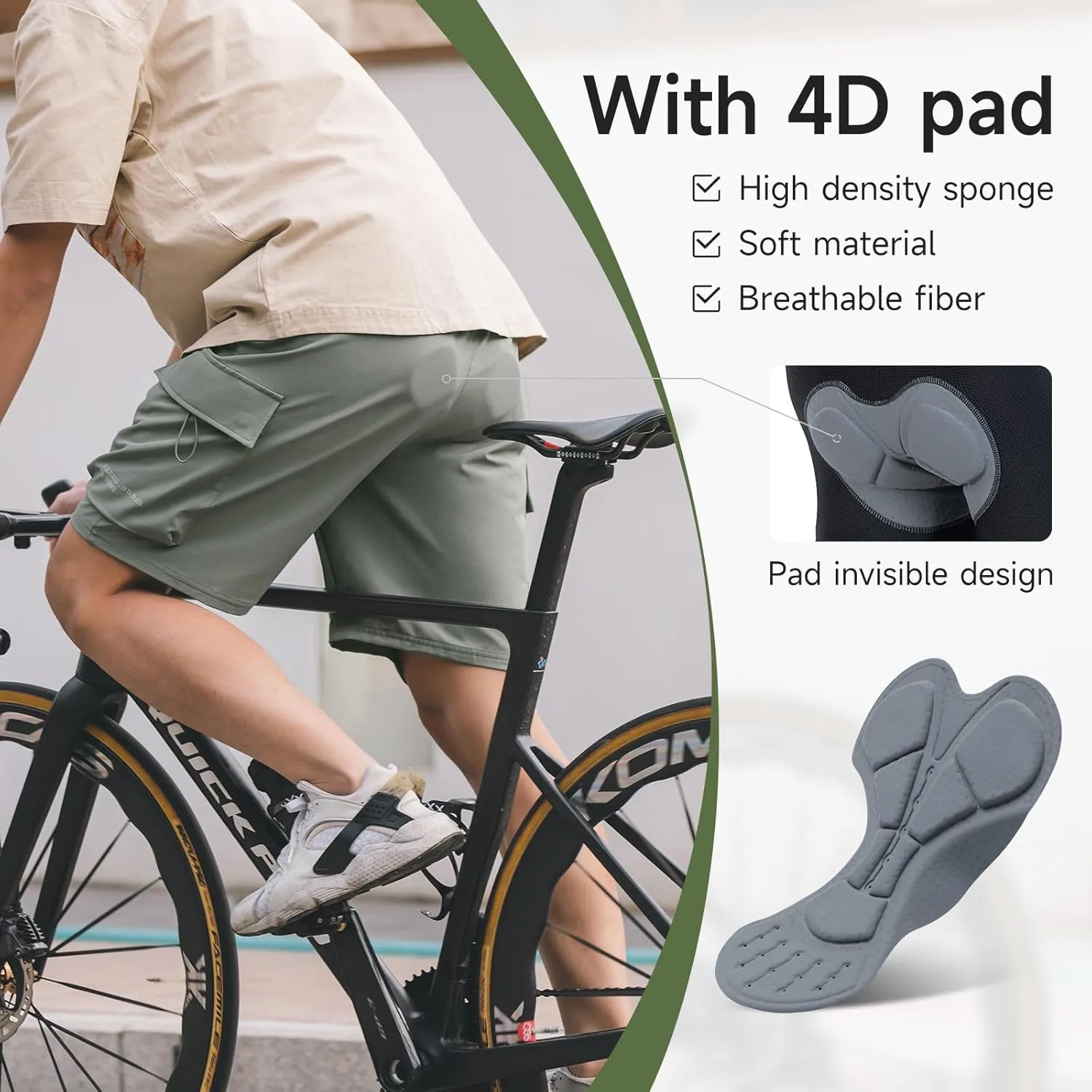 Santic Men's Mountain Bike Shorts 4D Padded Quick Dry Lightweight Cycling Shorts Bicycle Riding Shorts with Pockets