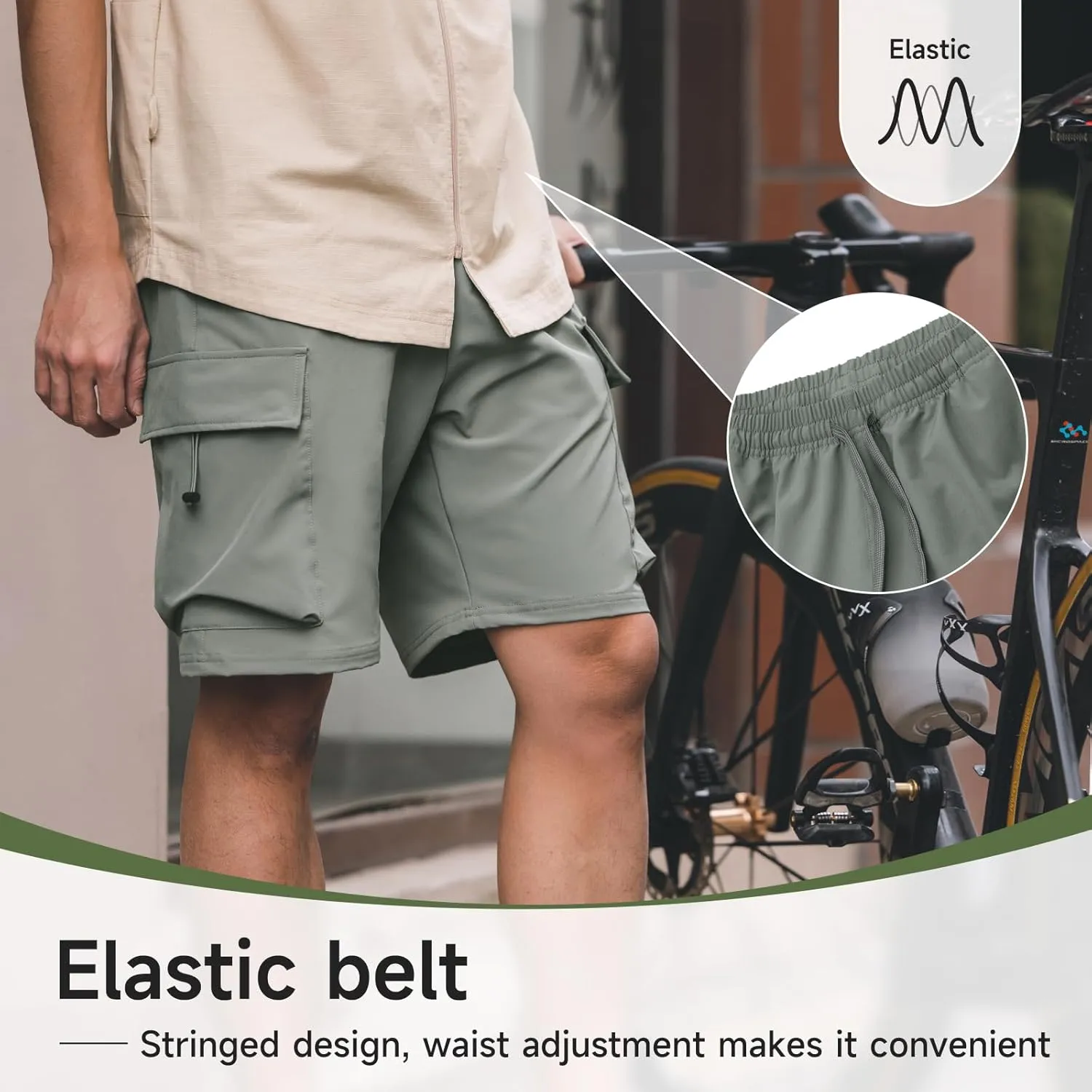 Santic Men's Mountain Bike Shorts 4D Padded Quick Dry Lightweight Cycling Shorts Bicycle Riding Shorts with Pockets