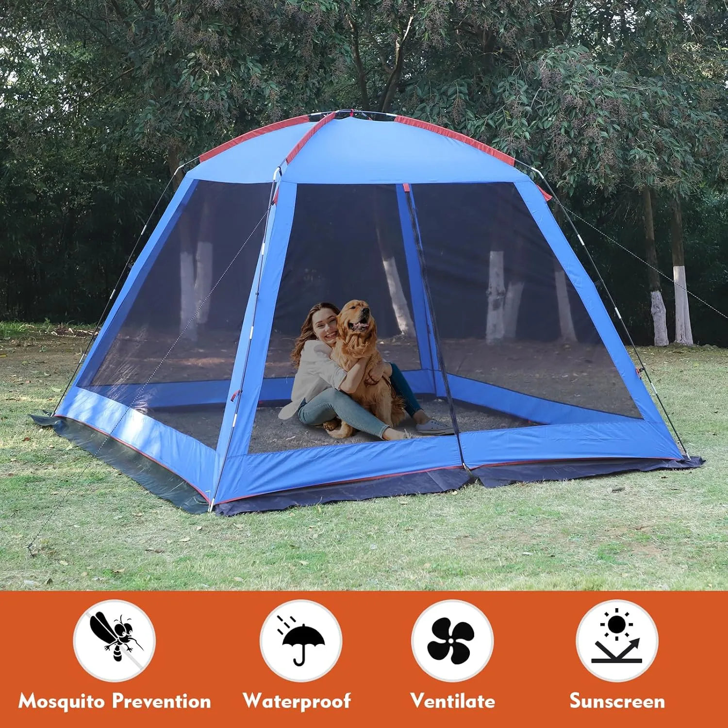 Screened Camping Tent Weatherproof Camping Canopy Camping Tent Screen Shelter Gazebos for Patios Outdoor Activities