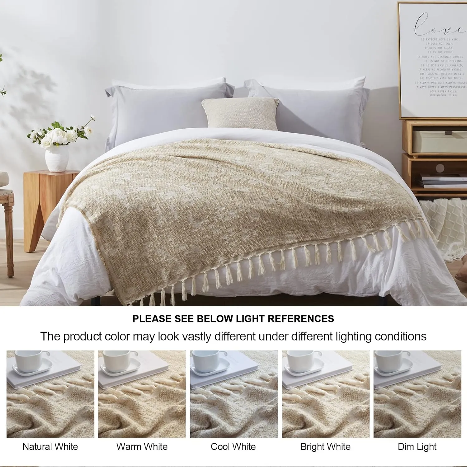 SE SOFTEXLY Throw Blanket, Machine Washable Fringes Wool Blanket, Cozy Soft Throw Blanket for Couch Bed Sofa, Camping Blanket for Survival, Emergency, Farmhouse Outdoor Blanket (59" x 60",Yellow)