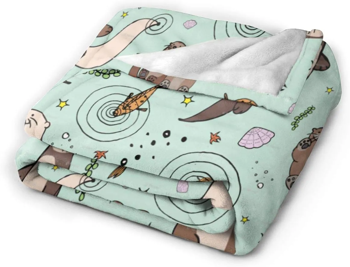 Sea Otters Micro Fleece Blanket Comfy Premium Flannel Fleece Blanket Comfortable Thermal Fleece Blankets Durable Pad Bed Cover Warm Sofa Blanket for All Season