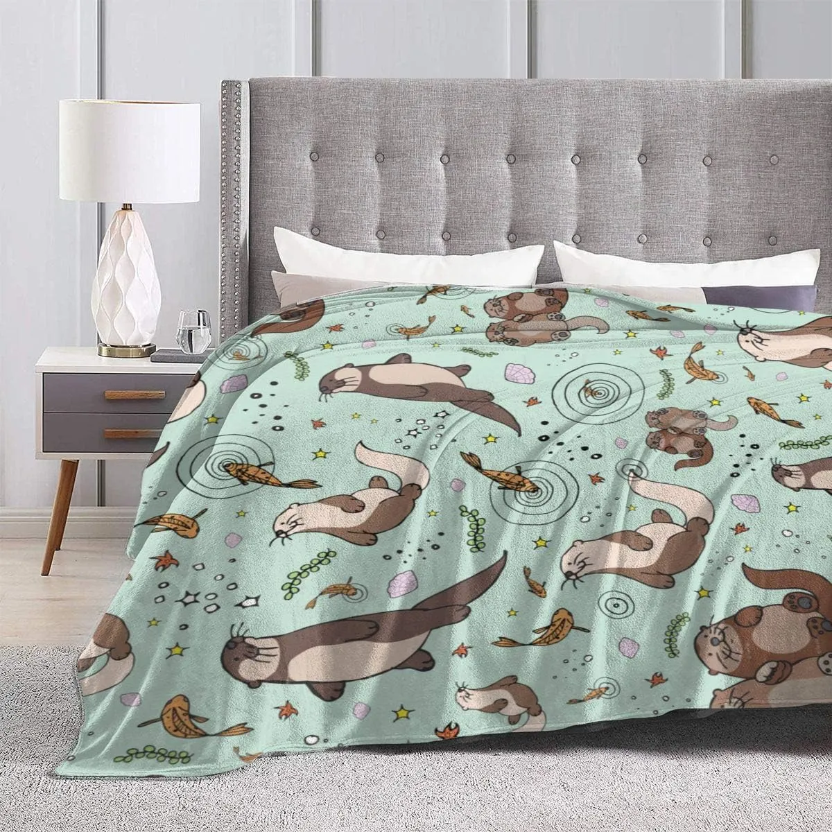 Sea Otters Micro Fleece Blanket Comfy Premium Flannel Fleece Blanket Comfortable Thermal Fleece Blankets Durable Pad Bed Cover Warm Sofa Blanket for All Season