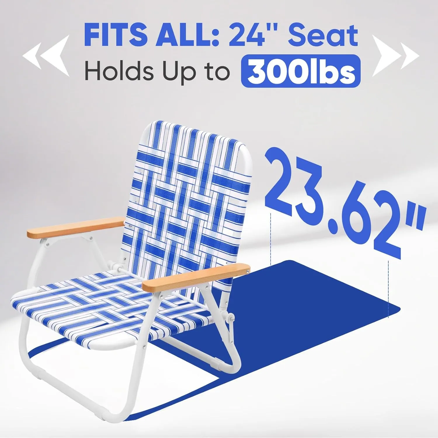 Sekey Folding Lawn Chairs, Beach Chairs for Adults with Highback, Camping Chairs with Webbed Airflow Mesh, Patio Chairs with Rust-Proof Coating, Webbed Lawn Chair for Outdoor, Fishing, Backyard, Blue