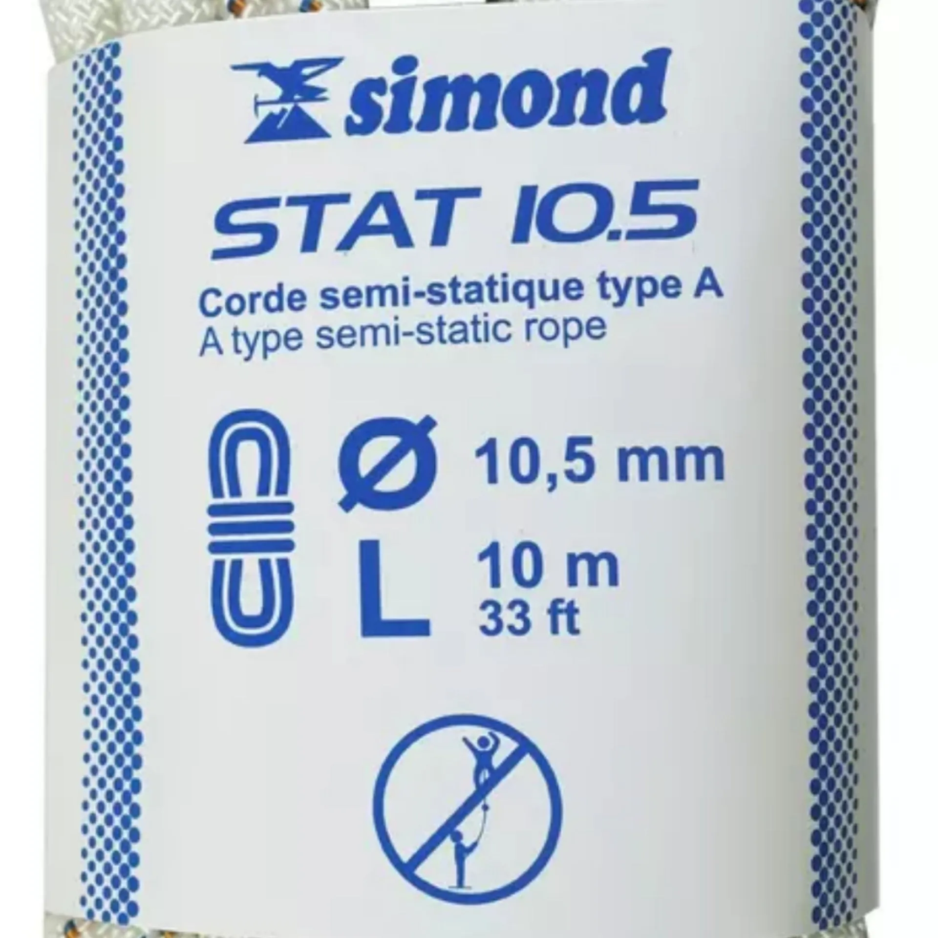 Semi-Static Rope 10.5 Mm X 10 M - Stat 10.5 White