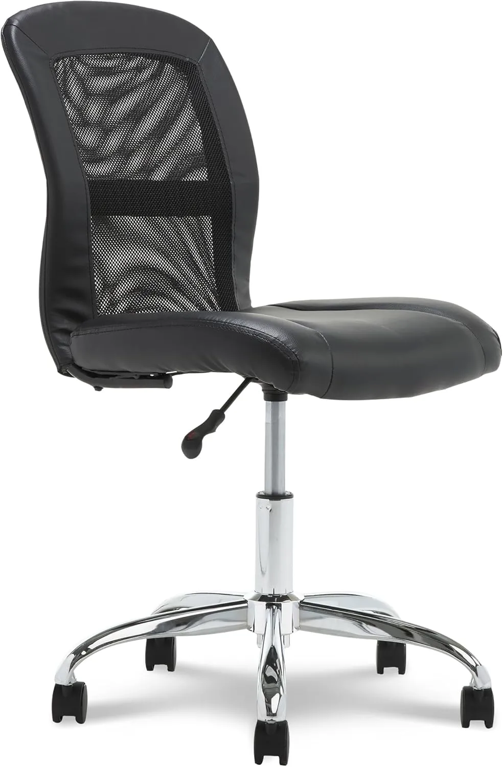 Serta Essential Armless DeskChair, Small Task Chair with Wheels, Breathable Mesh Back, SertaQuality Foam Cushion Seat for Comfort, Functional, Lightweight and Versatile, Black
