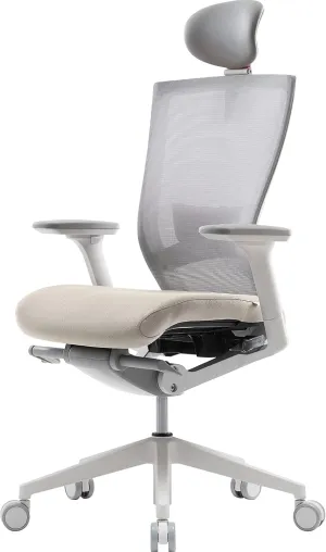 SIDIZ T50 Ergonomic Home Office Chair : High Performance, Adjustable Headrest, 2-Way Lumbar Support, 3-Way Armrest, Forward Tilt, Adjustable Seat Depth, Ventilated Mesh Back, Cushion Seat (Beige)