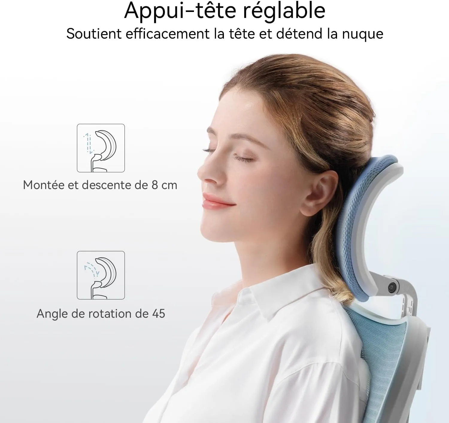SIHOO M18 Ergonomic Office Chair, Computer Desk Chair with Adjustable Headrest and Lumbar Support, High Back Executive Swivel Chair for Home Office (Light Blue)