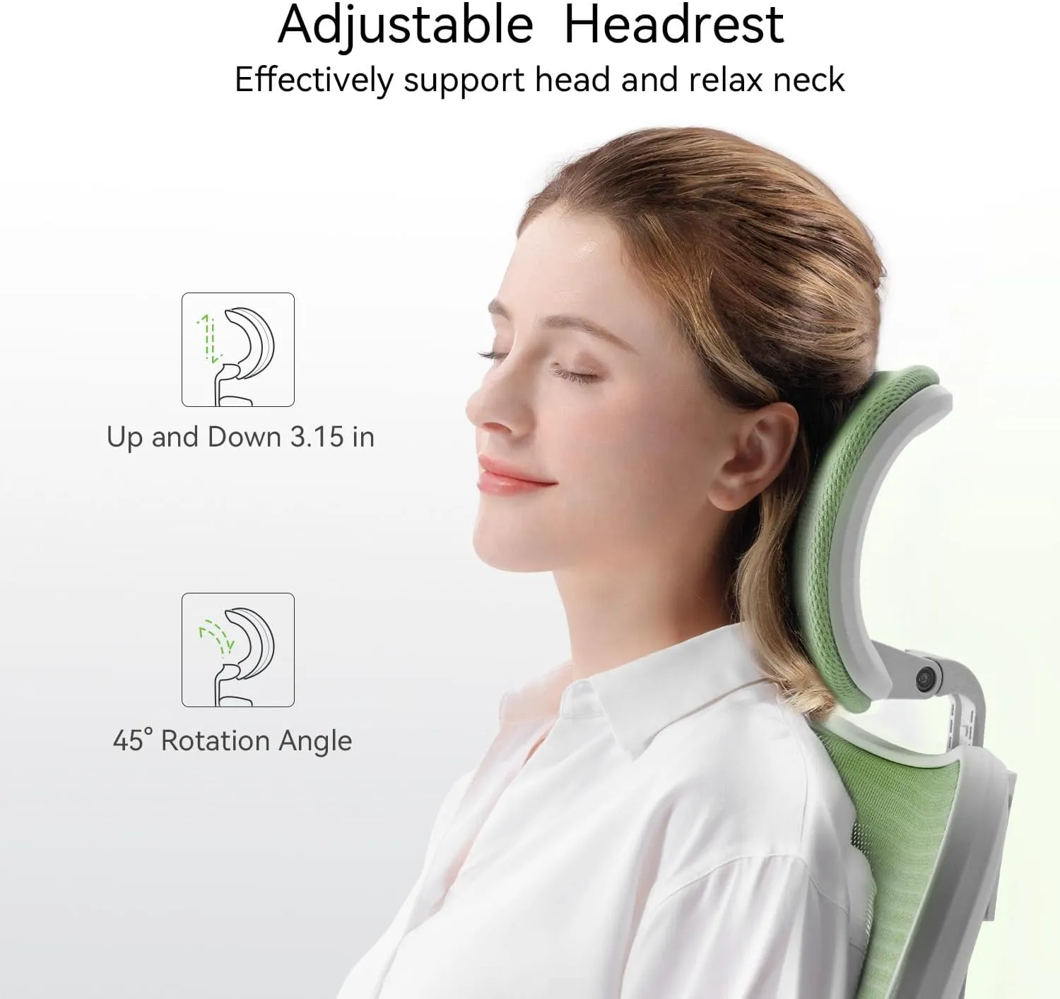 SIHOO M18 Ergonomic Office Chair, Computer Desk Chair with Adjustable Headrest and Lumbar Support, High Back Executive Swivel Chair for Home Office (Light Green)