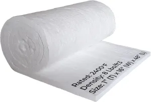 SIMOND STORE Ceramic Fiber Insulation Blanket - 8# Density 2400F- 1” Thick x 16” x 48” - High Temperature Insulation Blanket for Furnace Stove Fireplace Forge Chimney Pizza Oven Boiler Kiln Dishwasher