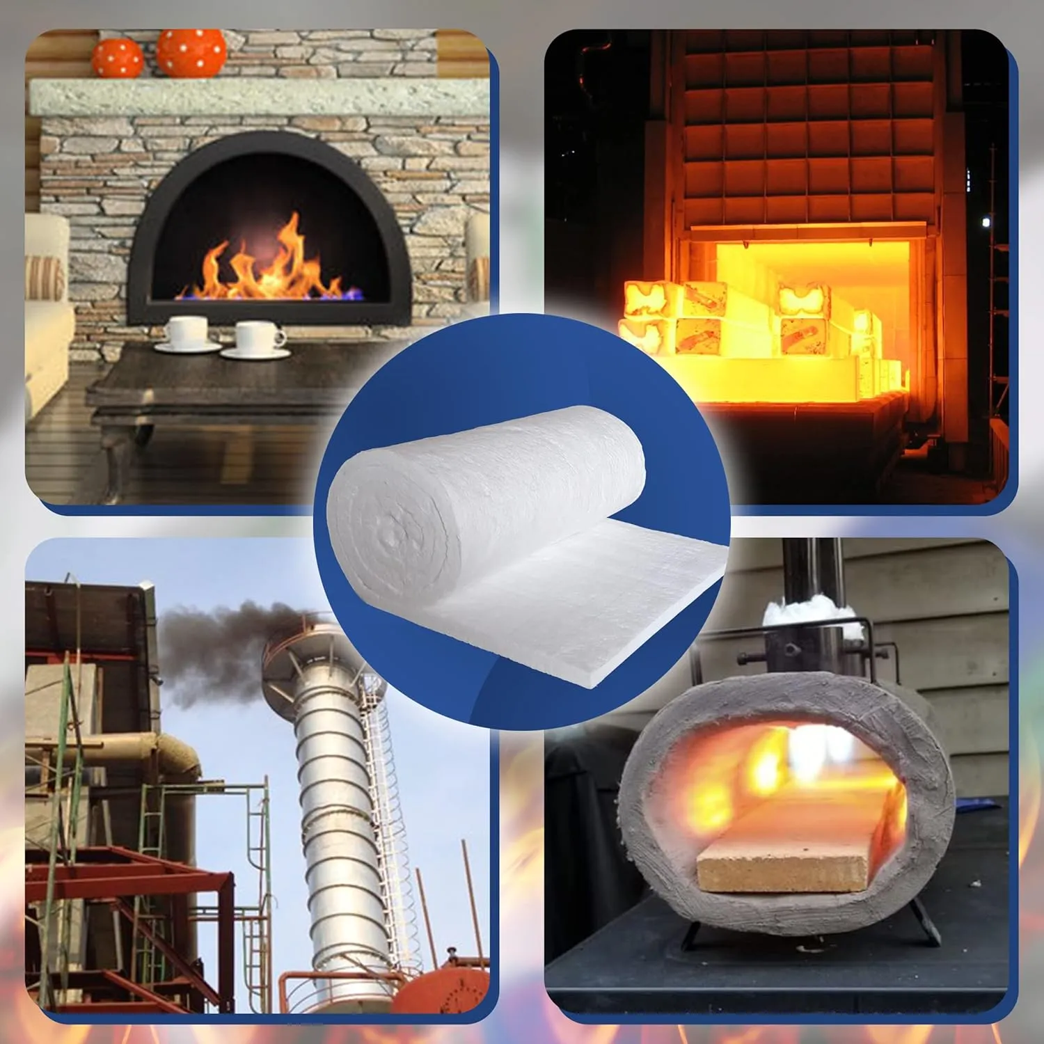 SIMOND STORE Ceramic Fiber Insulation Blanket - 8# Density 2400F- 1” Thick x 16” x 48” - High Temperature Insulation Blanket for Furnace Stove Fireplace Forge Chimney Pizza Oven Boiler Kiln Dishwasher