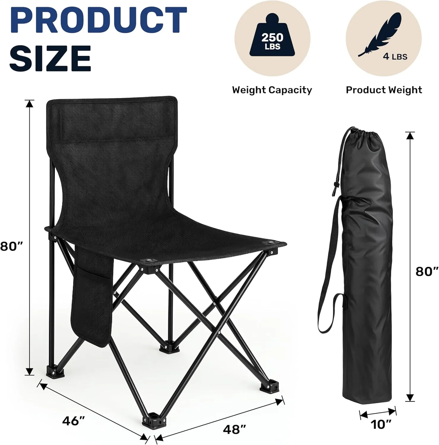 Simple Deluxe Folding Camping Chairs, Ultralight & Compact, Backpacking Chair, Portable Camping Chairs for Outdoor Camp, Travel, Beach, Picnic, Hiking