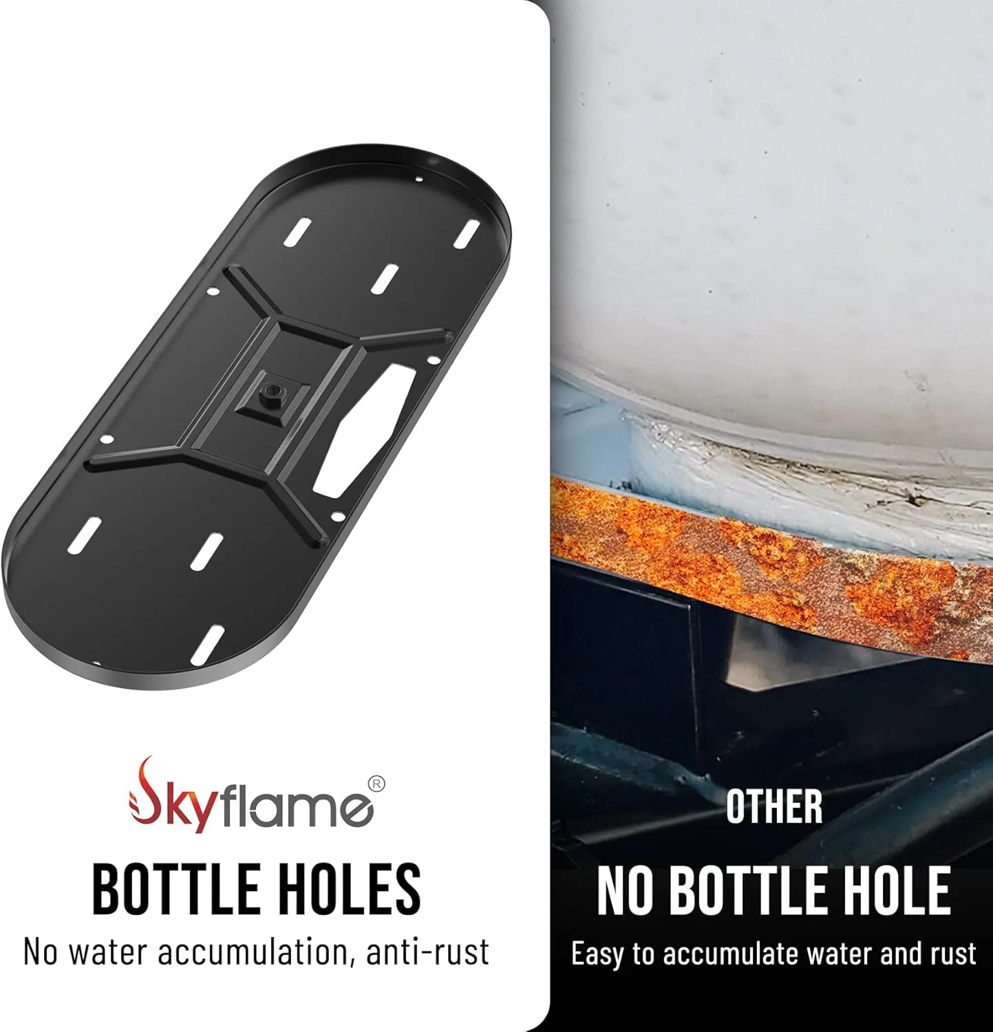 Skyflame Steel RV Dual Propane Tank Mounting Rack for 20 lbs Cylinders, Double Gas Hitch Frame for RVs, Camping and Trailers