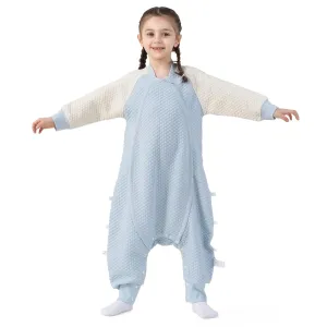Sleep Sack with Feet for 3t-4t Baby with Temperature Regulation, 1.0 Tog Wearable Blanket for Toddler, All Season Boy or Girl Sleeping Bag for Walkers, 2-Way Zipper, S-35In, Blue