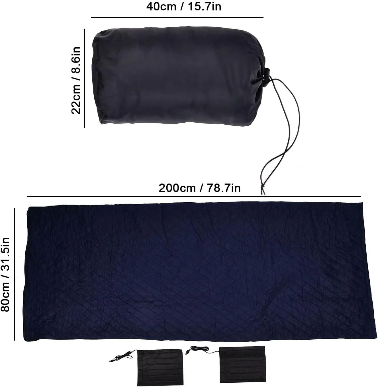Sleeping Bag, Heated Sleeping Bag for Adults, USB Power Support Heating Pads, Winter Sleeping Bags, Heated Sleeping Bag with Zippers for Camping, Backpacking, Hiking