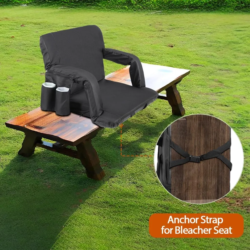 Smartxchoices 20.5"/24.5" Wide Stadium Seat Chair Bleacher Seats Padded with Back Support, Cushion, Arms, Pockets, Anchor Straps, Portable Folding Seat with Shoulder Straps