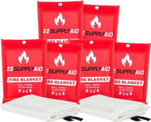 Snow Joe SupplyAID 6 Pack Emergency Fire Blanket for Camping Gear and Safety Supplies, White